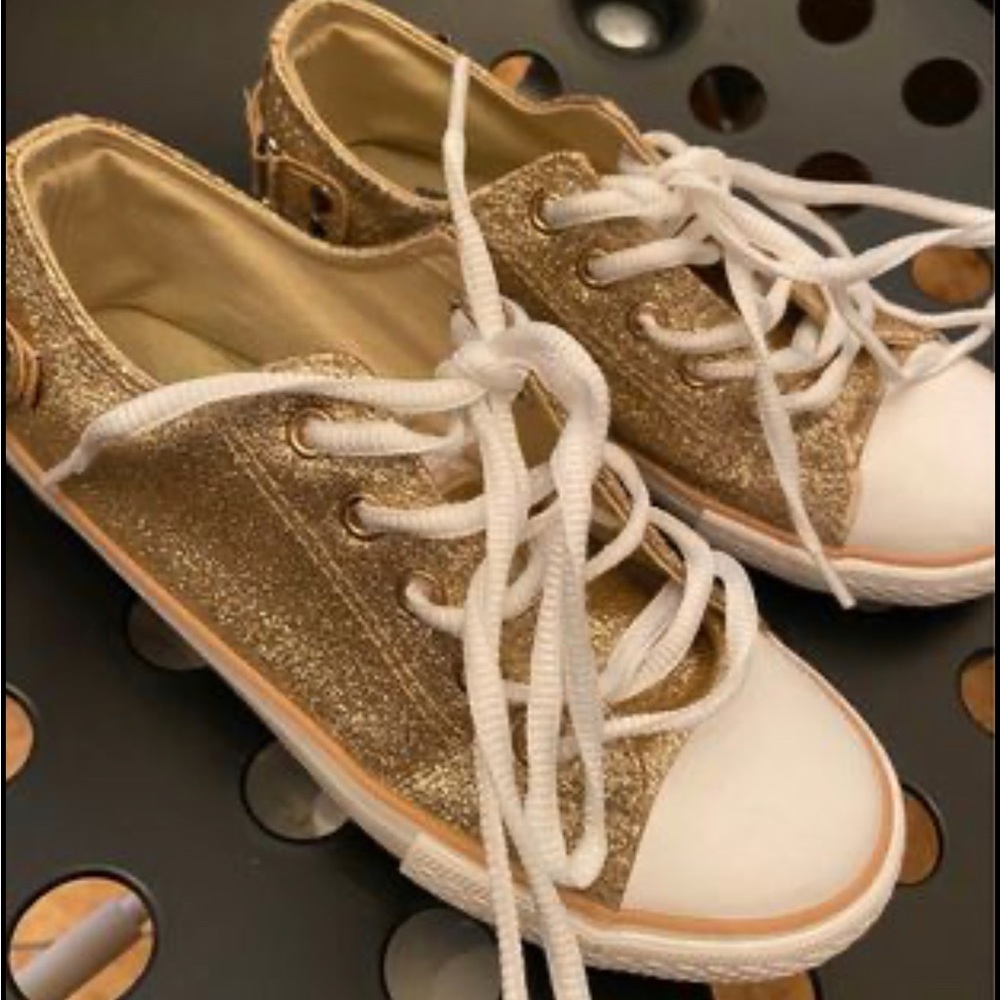 Gold sparkle shoes